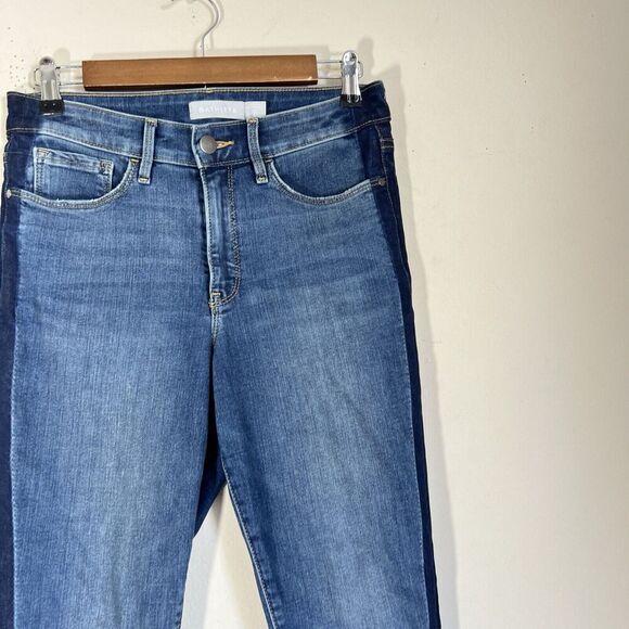 Athleta Sculptek Ultra Skinny Tuxedo Blue Two Tone Jean size 4 High Rise Stretch - Picture 4 of 8